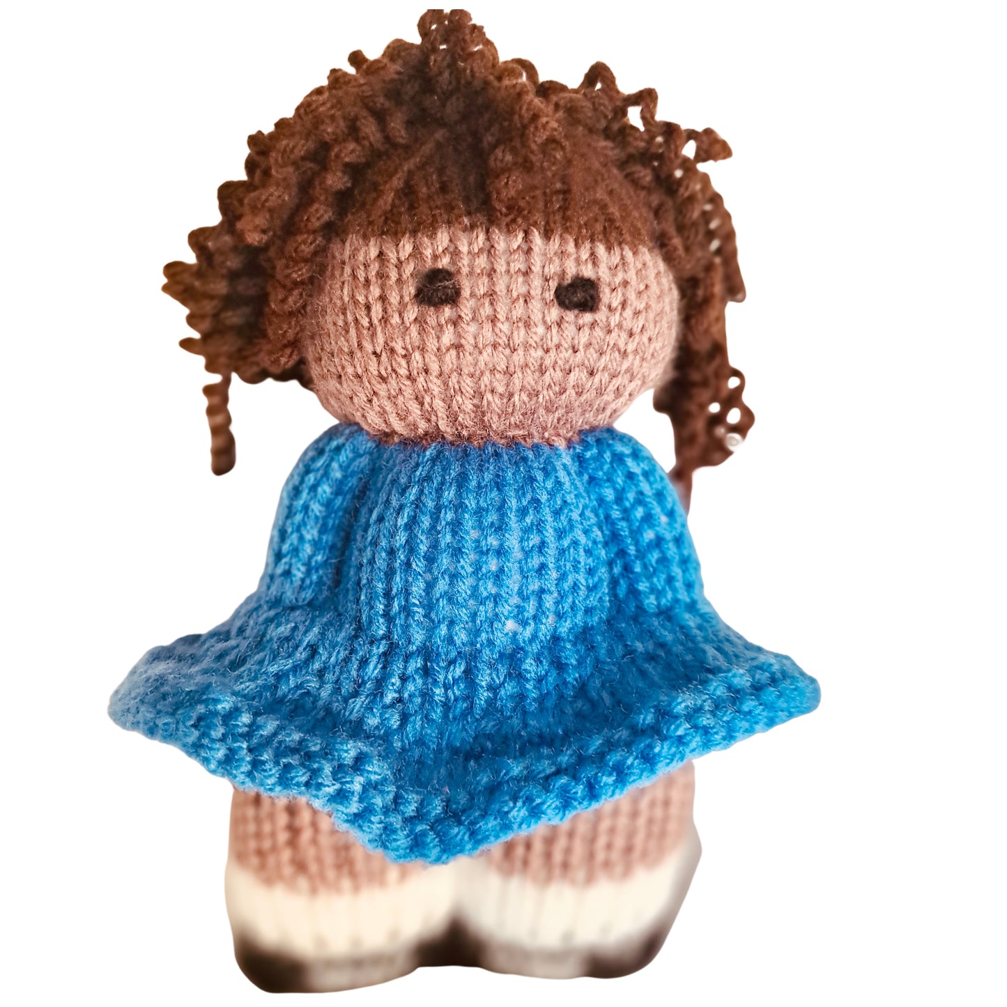 Black knit doll - Blue dress