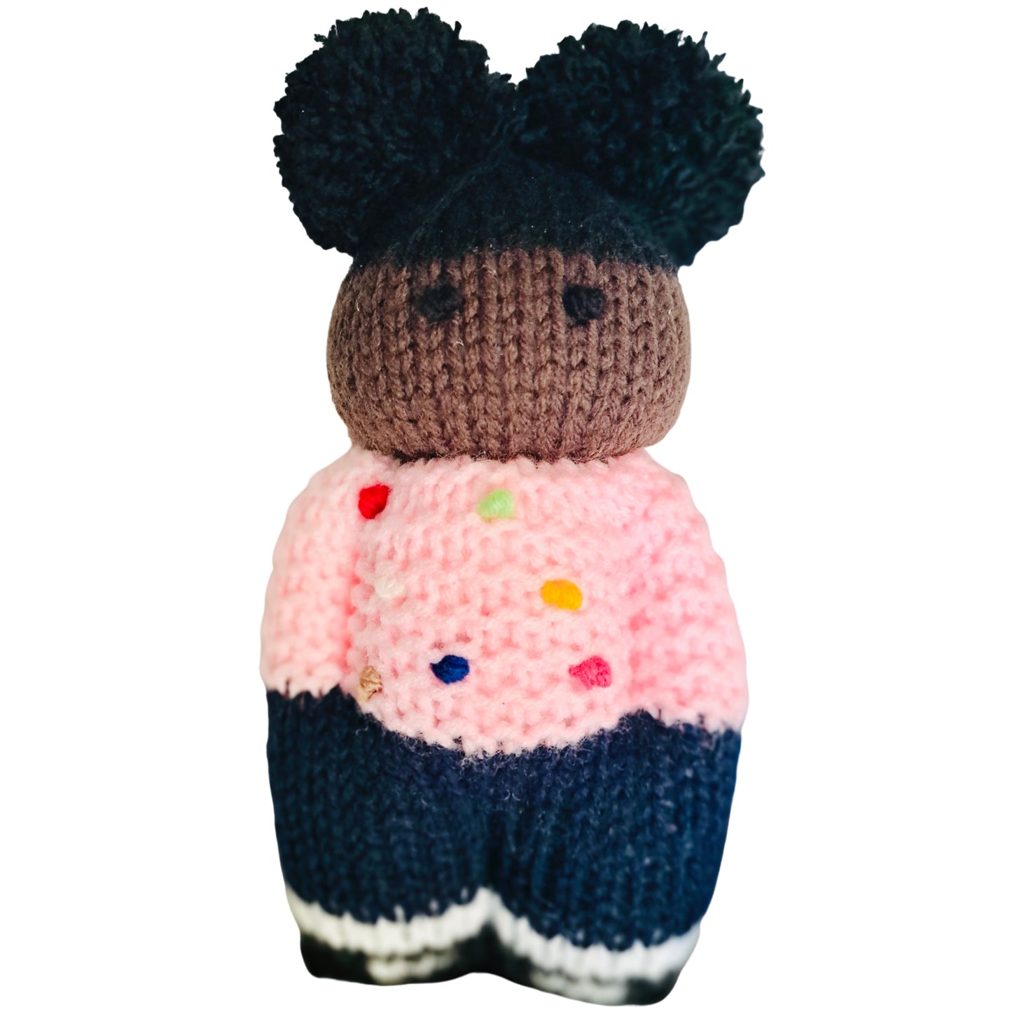 Black Knit Doll - Pom Pom sweater