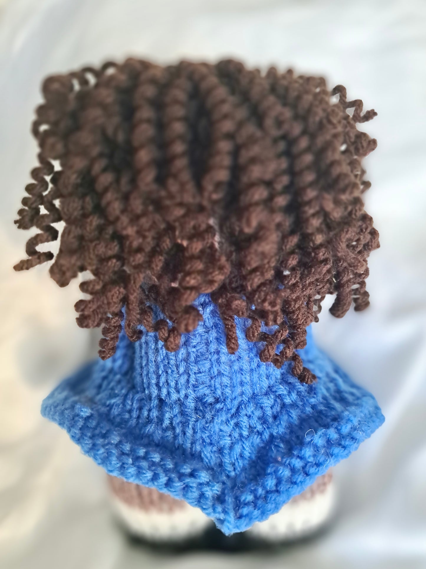 Black knit doll - Blue dress