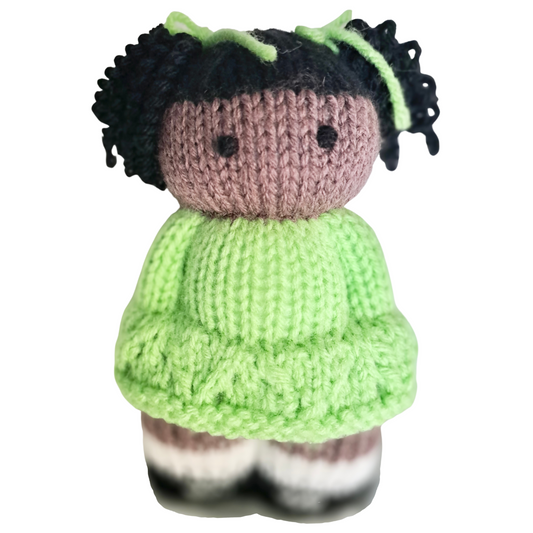Black knit doll - Green dress