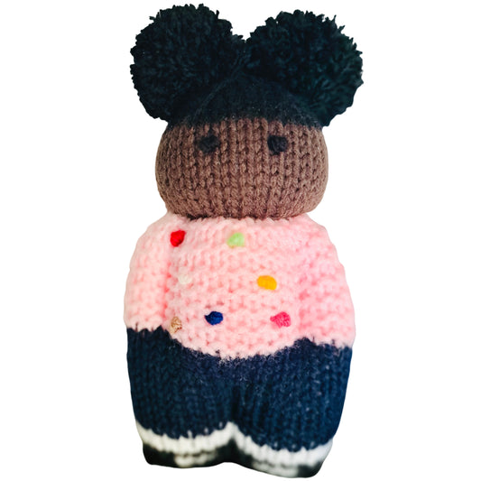 Black Knit Doll - Pom Pom sweater
